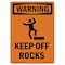 Signmission OSHA WARNING Sign, Keep Off Rocks W/ Symbol, 14in X 10in Decal, 10" W, 14" L, Portrait OS-WS-D-1014-V-13285 - alternate 1